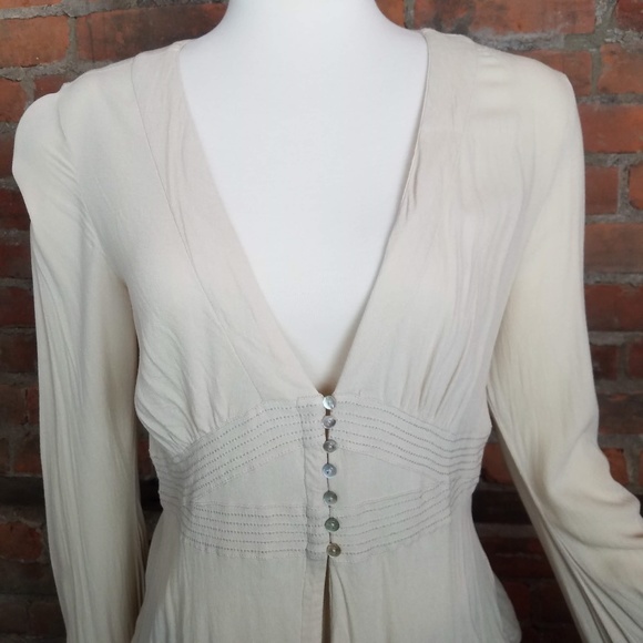 Free People Women's Top Beige Long Trumpet Sleeves - Picture 2 of 7